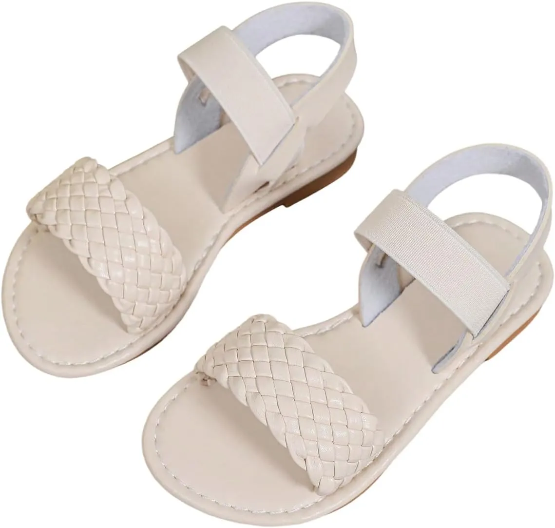 Verdusa Girl's Braided Woven Leather Sandals Ankle Strap Open Toe Flat Sandals