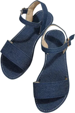 Verdusa Women's One Band Ankle Strap Flat Sandals Open Toe Walking Shoes