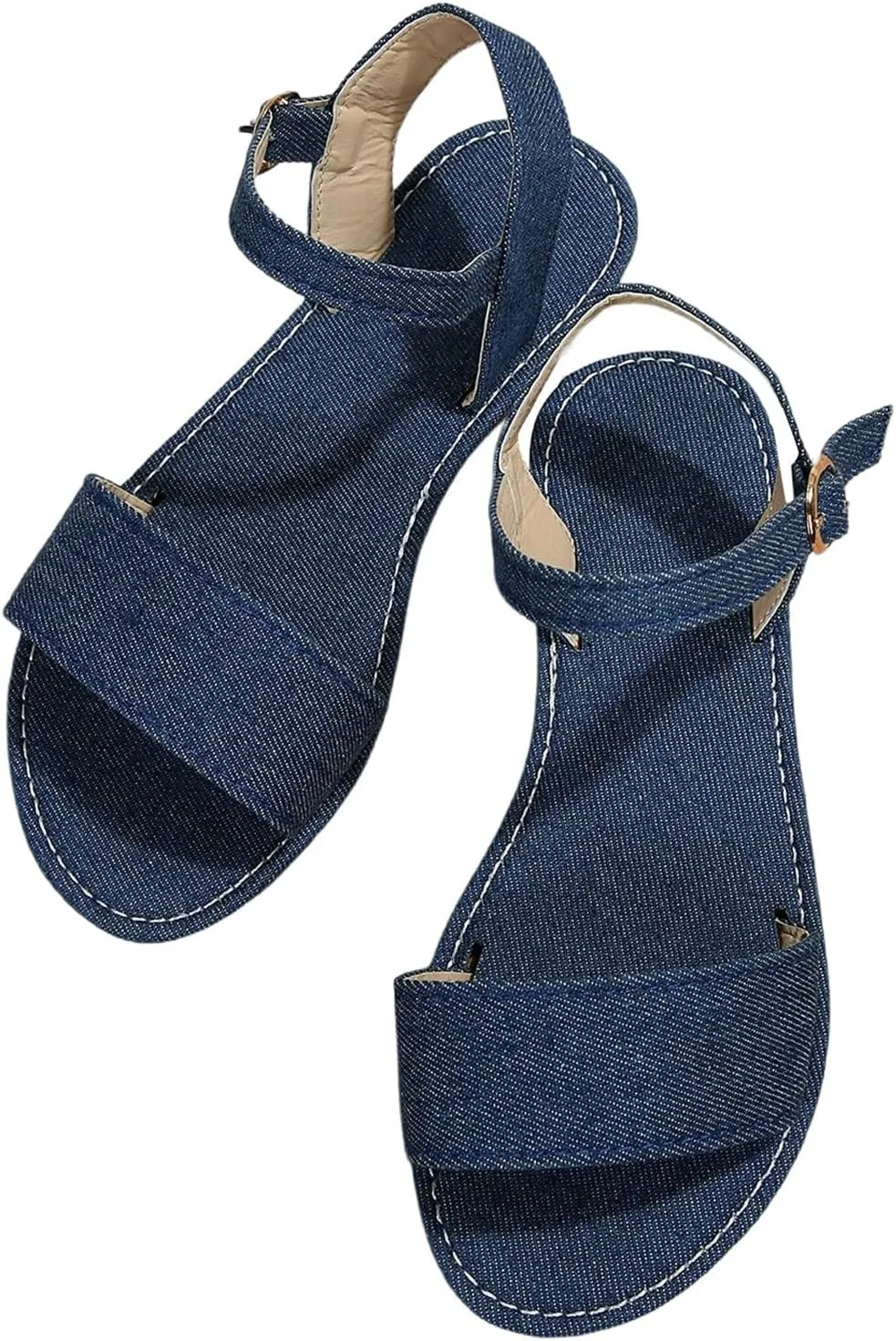 Verdusa Women's One Band Ankle Strap Flat Sandals Open Toe Walking Shoes