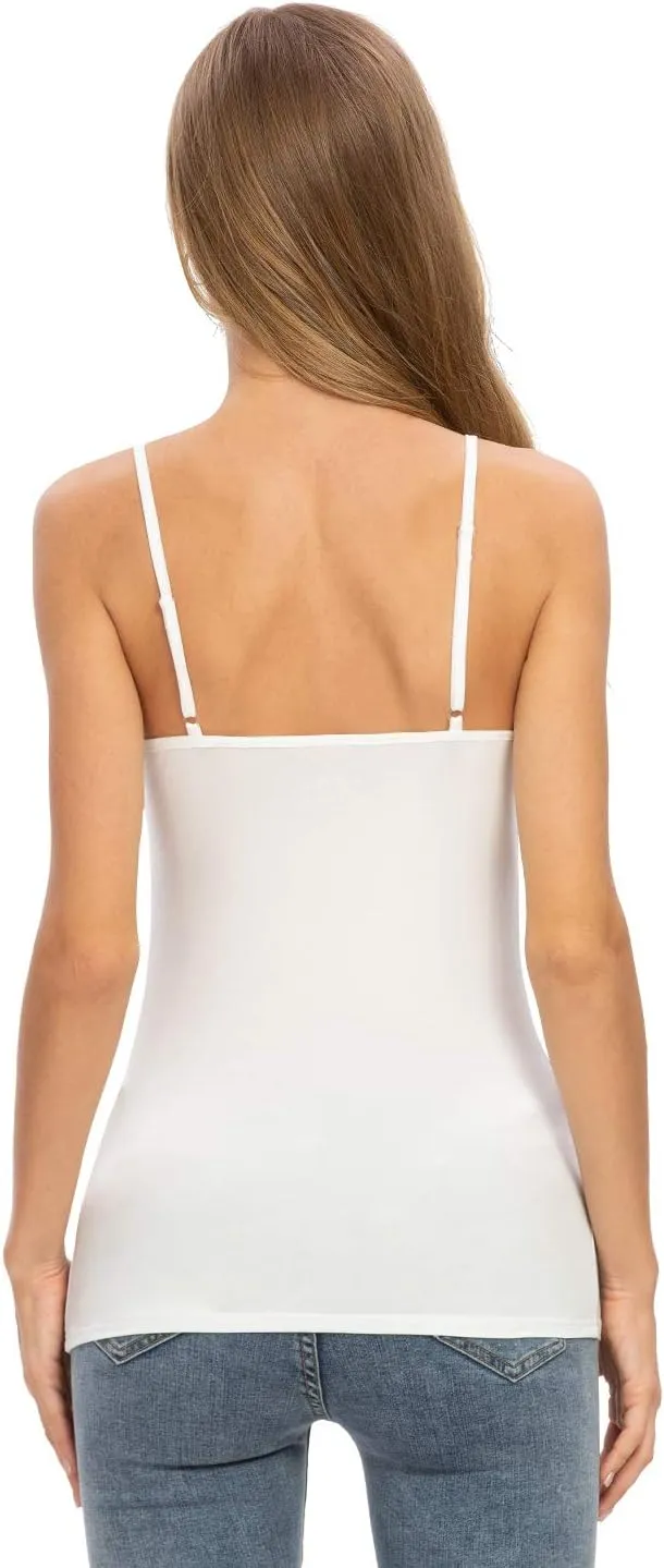 Vislivin Plain Camisole for Women Lace Tank Tops V Neck Adjustable Cami Sexy Undershirts 4 Pack