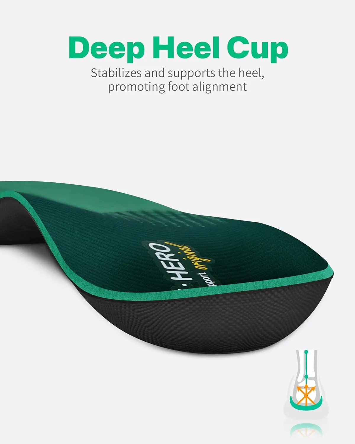 Walkhero Plantar Fasciitis Inserts - Arch Support Orthotic Insoles for Flat Foot and Foot Pain, Everyday Comfort and Support (Mens 7-7 1/2 | Womens 9-9 1/2 Green)