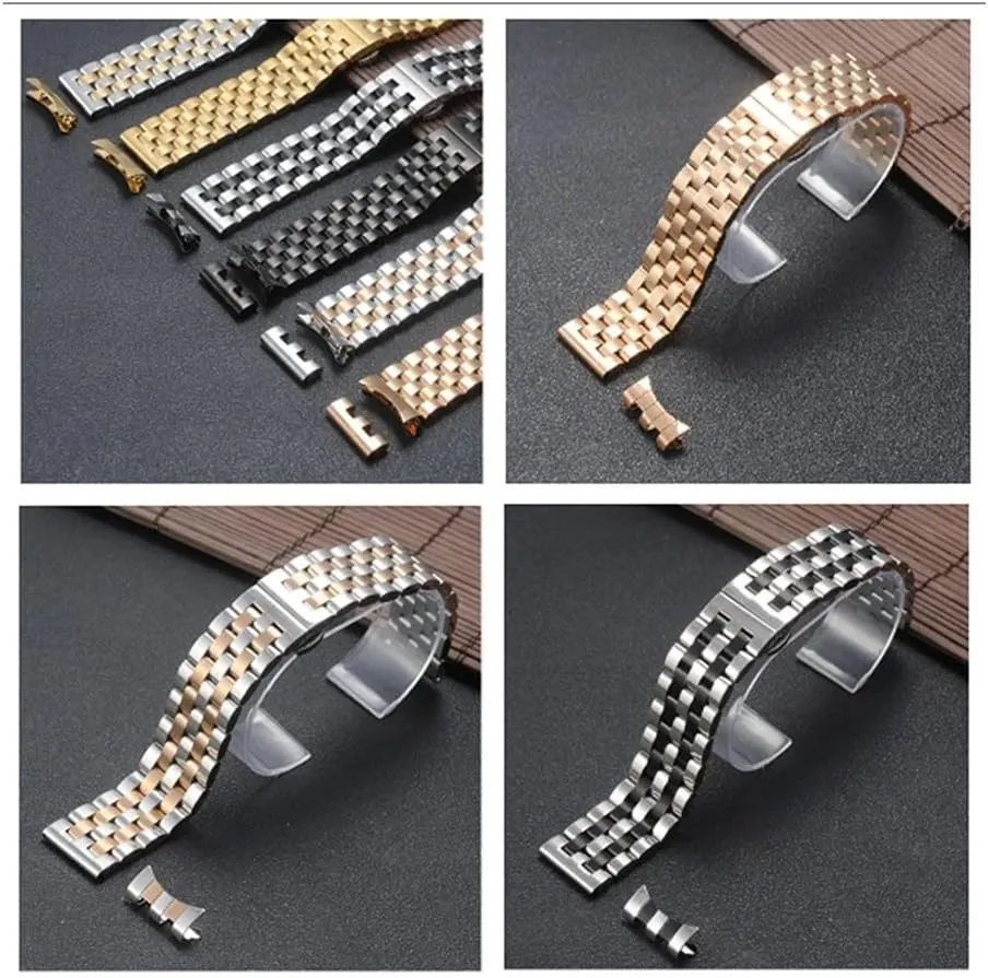 Watch Strap,Watch bands, 16-26mm Universal Solid Stainless Steel Flat Curved Ends Wrist Watch Band Strap Men Women Metal Bracelet Belt 18 20 22 22 24mm