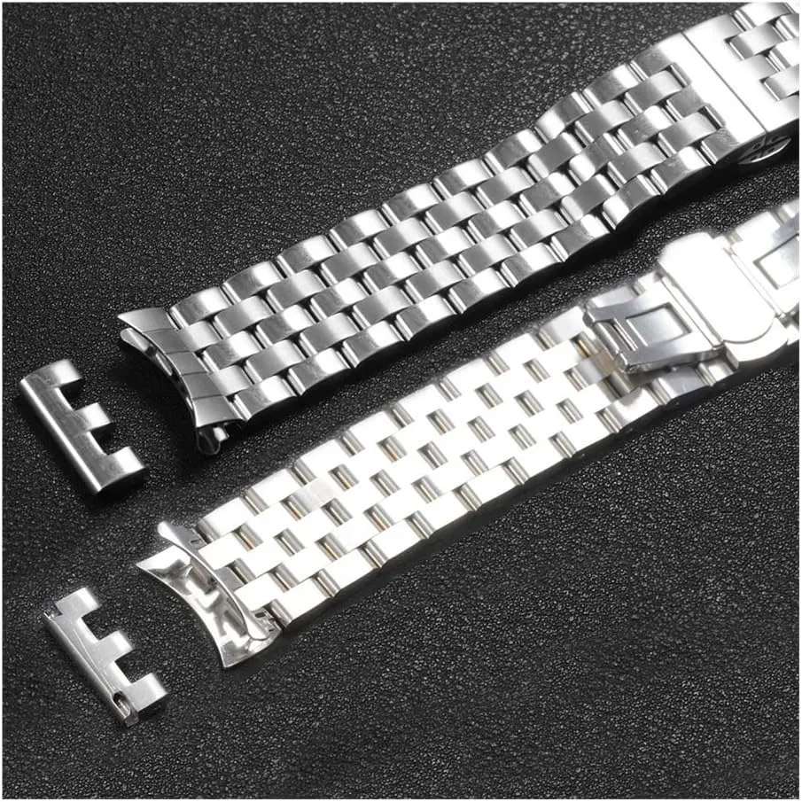 Watch Strap,Watch bands, 16-26mm Universal Solid Stainless Steel Flat Curved Ends Wrist Watch Band Strap Men Women Metal Bracelet Belt 18 20 22 22 24mm