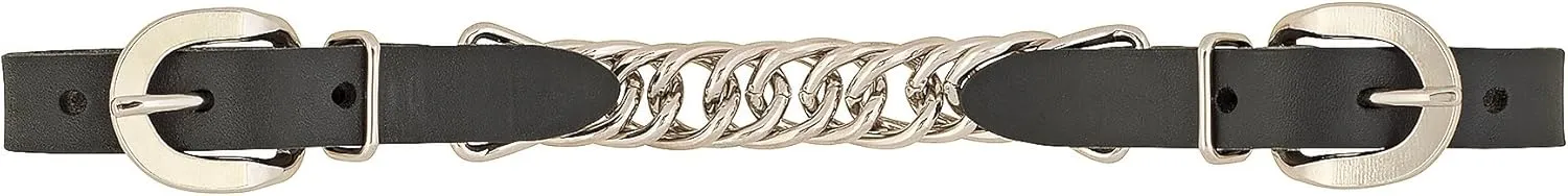 Weaver Leather Leather Single Flat Link Chain Curb Strap, Black, 4.5