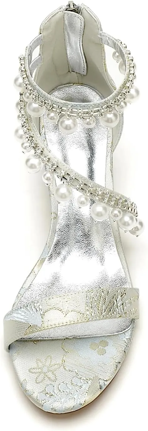 Wedding Shoes Open Toe for Bride High Heels Pearl Pumps for Women Sandals Pearl Bridal Shoes Block Heel Evening Prom Party Dress