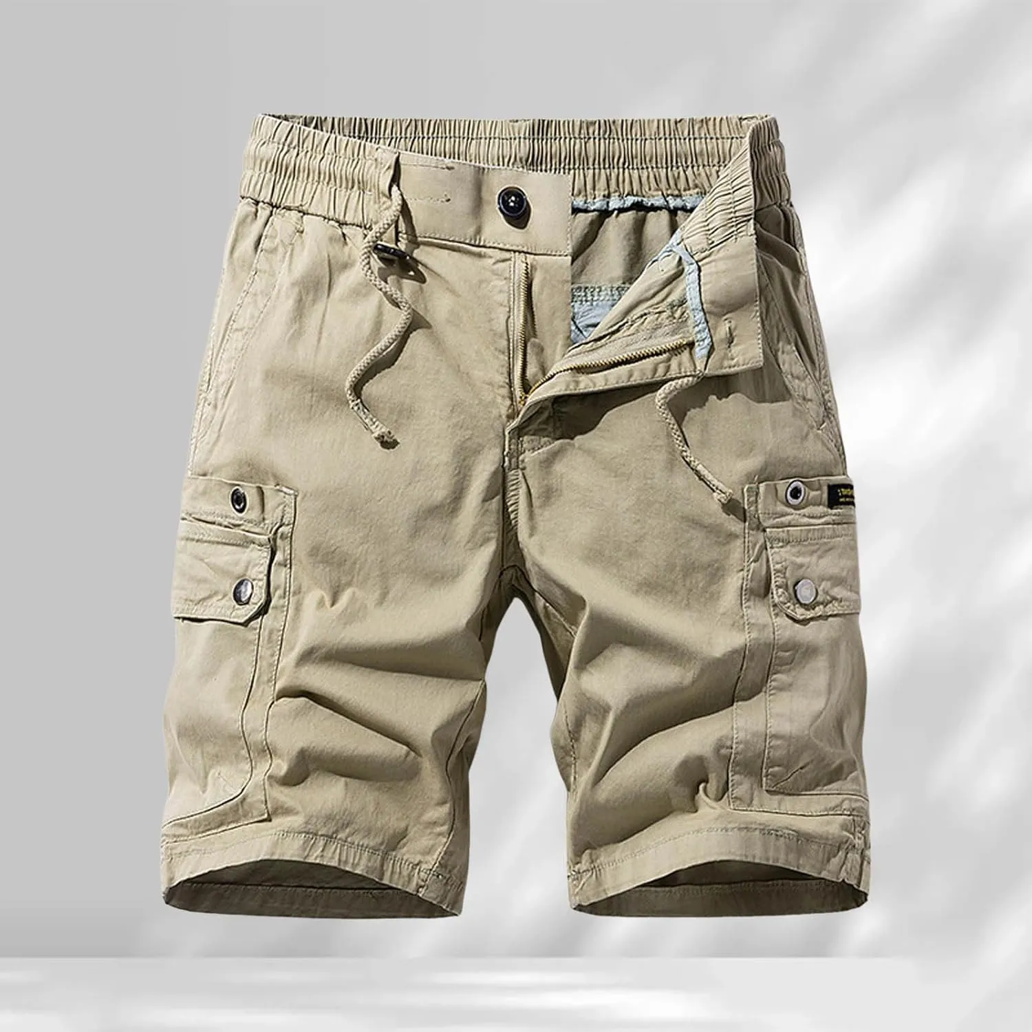 Wide Leg Shorts for Men Basic Plaid with Pockets Zipper Country Flattering Cargo Shorts for Men Hemming Countryside