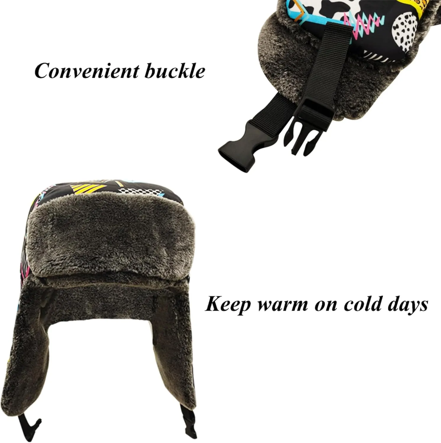 Winter Hunter Hat for Men and Women with Buttons for Cold Weather Warm Aviator Hat