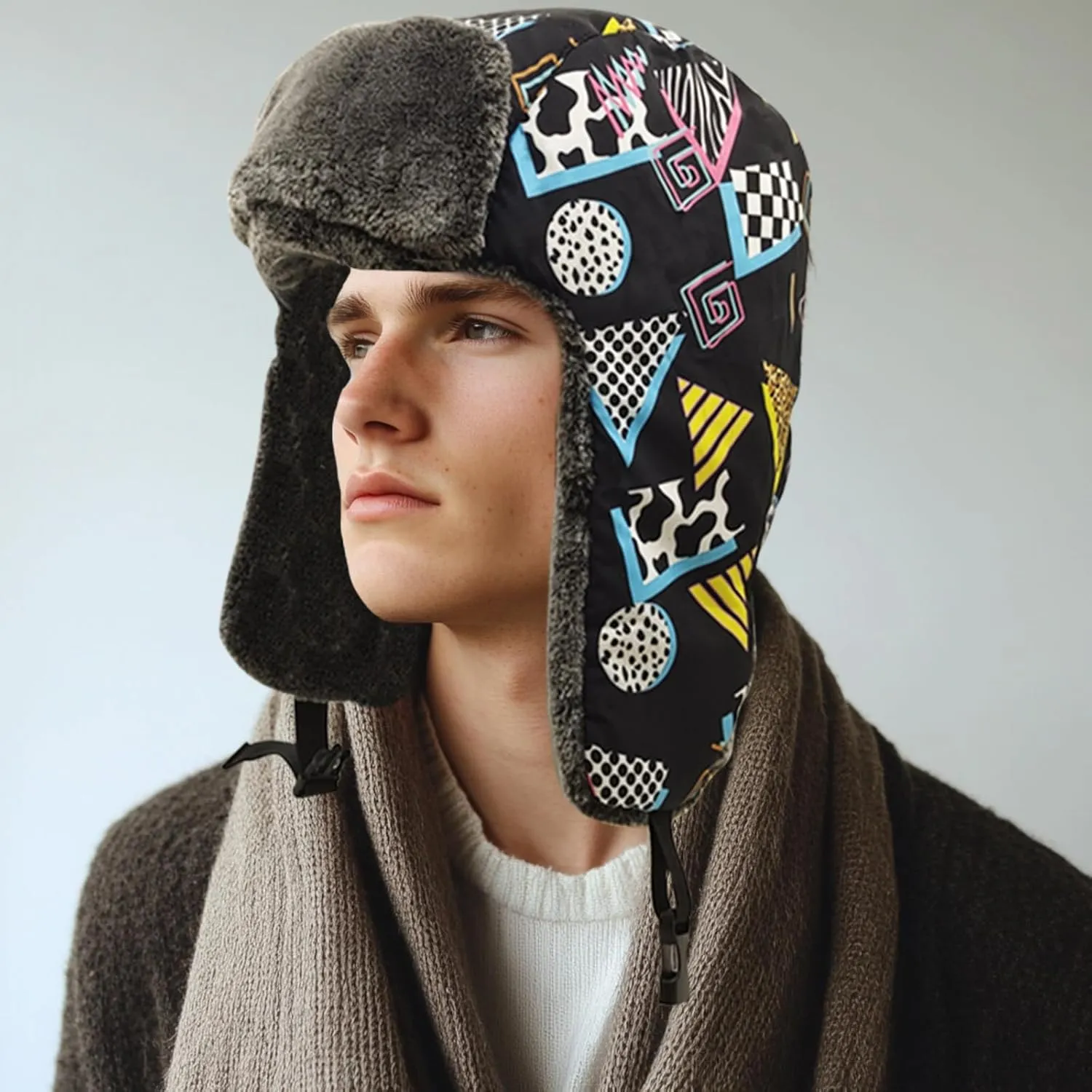 Winter Hunter Hat for Men and Women with Buttons for Cold Weather Warm Aviator Hat