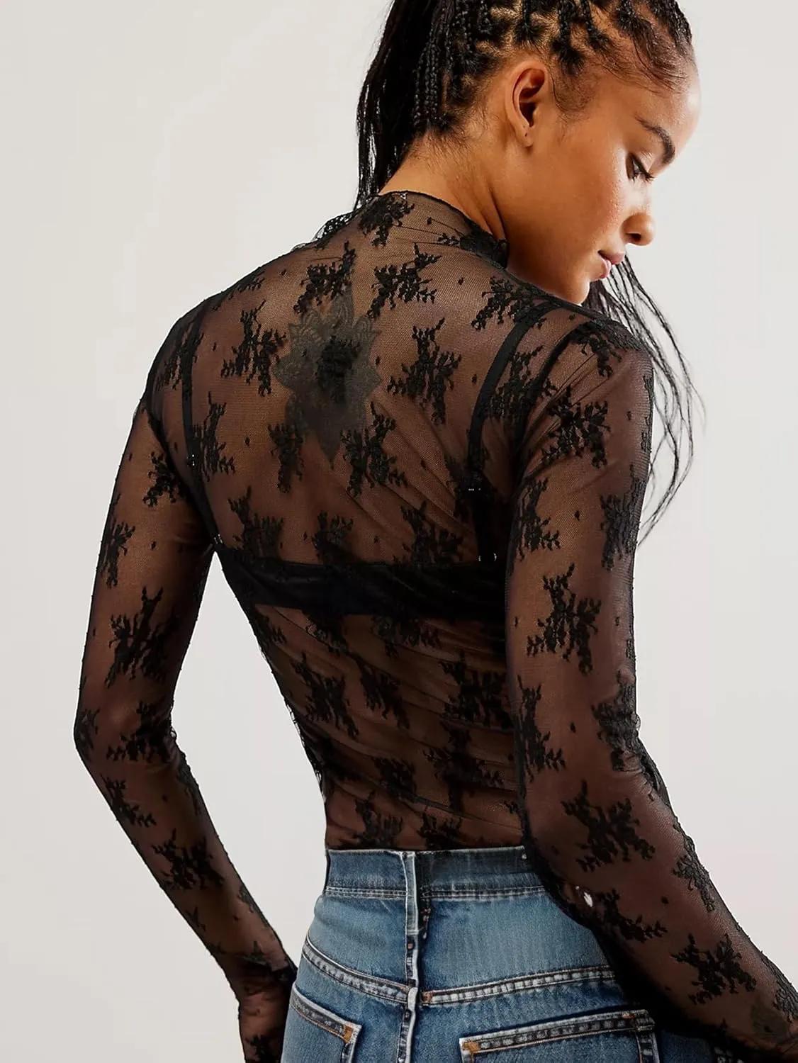 Women Lace Bolero Shrug See Through Floral Cardigan Sheer Mesh Cropped Y2K Going Out Tops