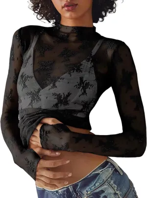 Women Lace Bolero Shrug See Through Floral Cardigan Sheer Mesh Cropped Y2K Going Out Tops