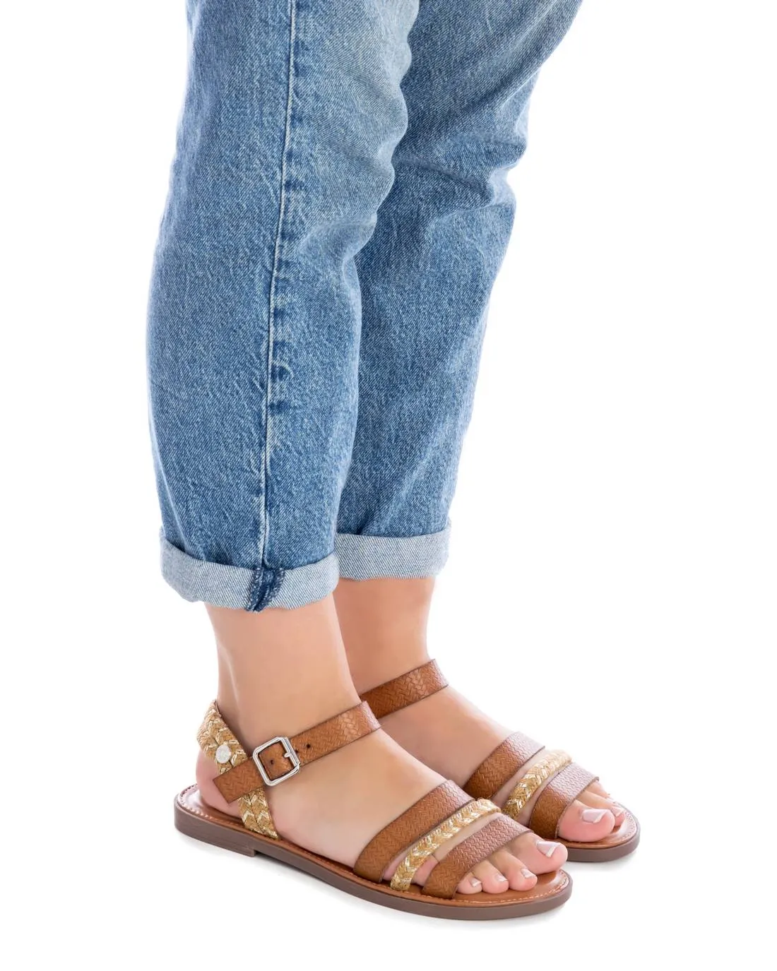 Women's Casual Flat Strappy Sandals By XTI_170807_Medium Brown