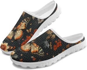Women's Checkerboard Flat Mule Shoes Comfy Slip On Garden Clogs Mesh Rupper Backless Walking Loafers