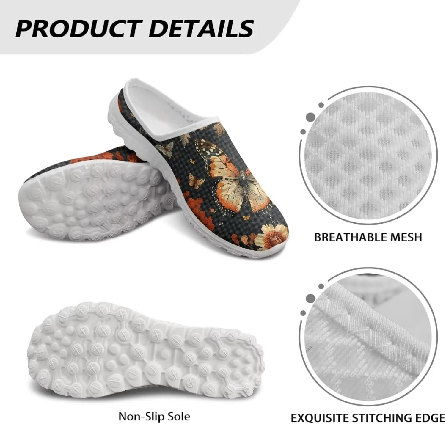 Women's Checkerboard Flat Mule Shoes Comfy Slip On Garden Clogs Mesh Rupper Backless Walking Loafers