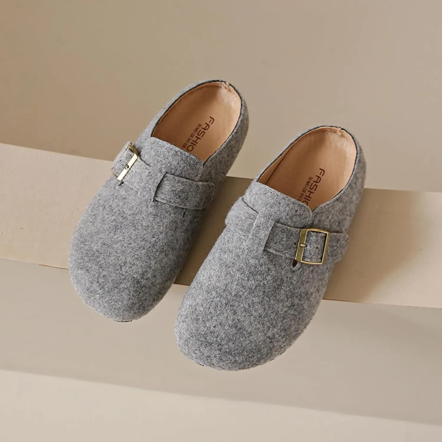 Womens Clogs - Full Grain Genuine Leather Memory Foam Slippers for Women Arch Support Womens Slippers - Non Slip Clogs for Women Cork Footbed - Women's Mules (Grey,7.5)