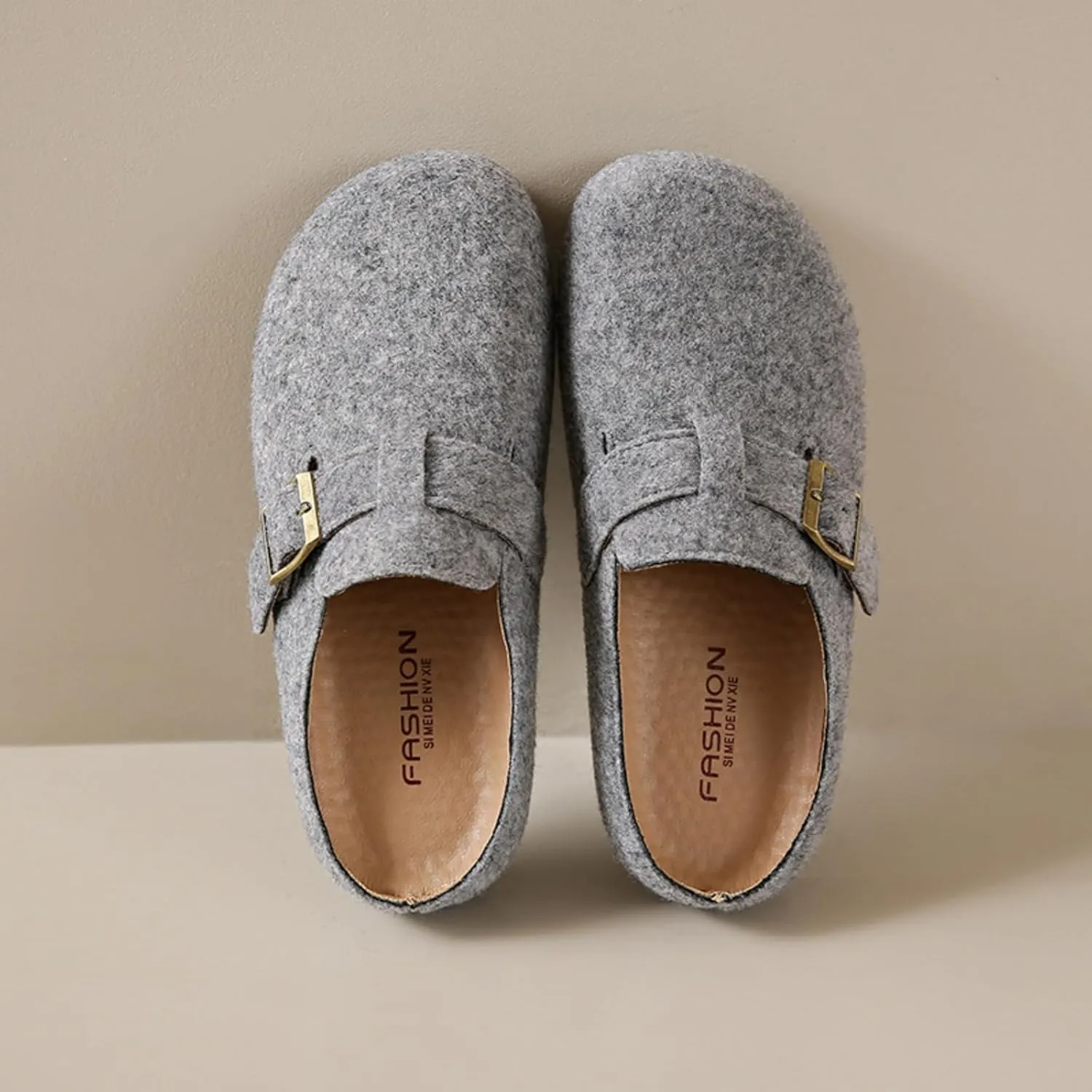 Womens Clogs - Full Grain Genuine Leather Memory Foam Slippers for Women Arch Support Womens Slippers - Non Slip Clogs for Women Cork Footbed - Women's Mules (Grey,7.5)