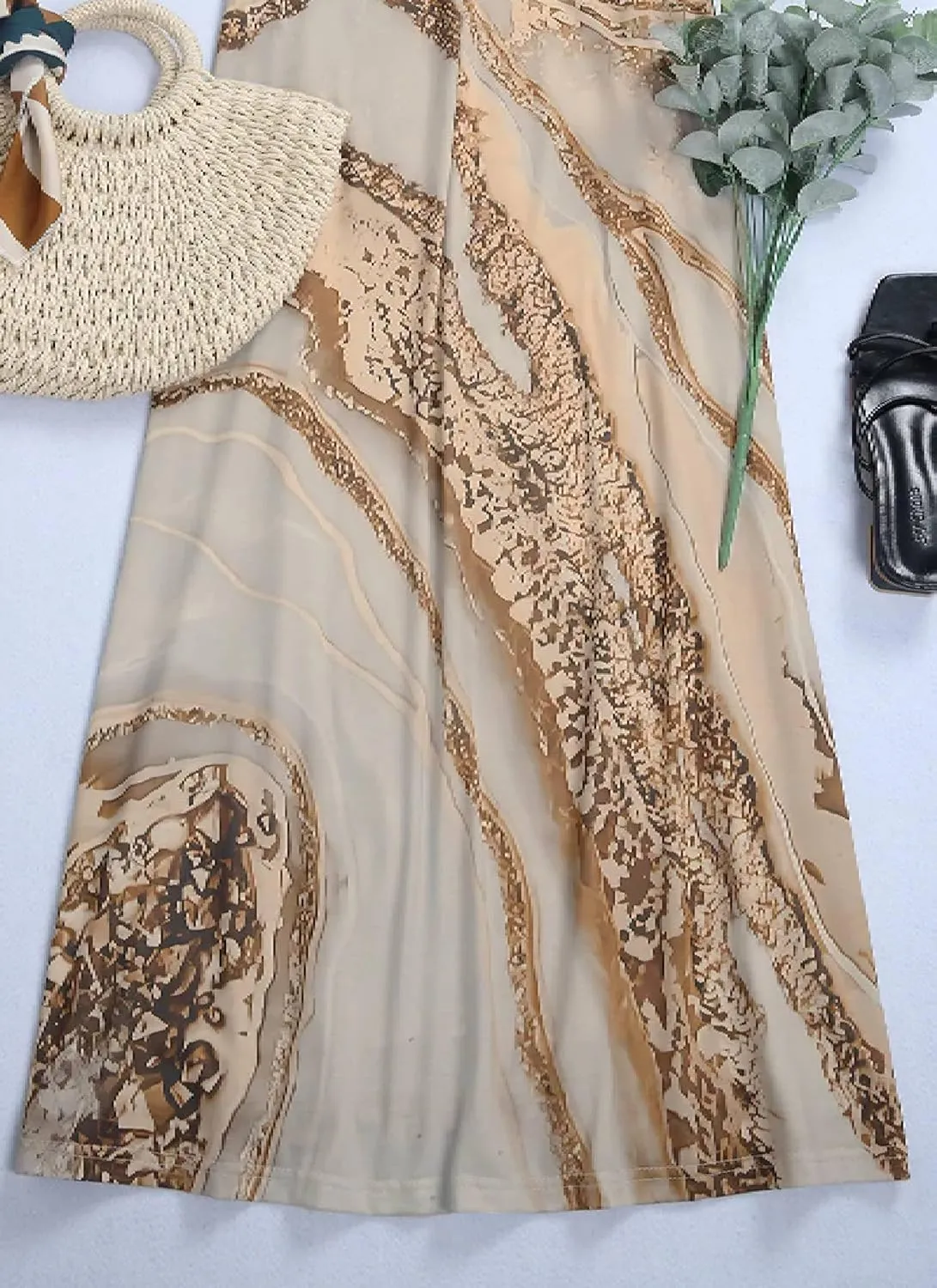 Women's Dresses Sophisticated Spaghetti Straps Sleeveless Dress Print Shift Maxi Dress Lazy Style Dresses