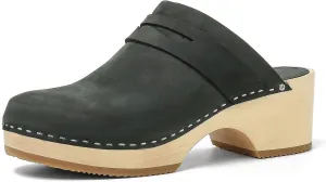 Women's Handmade Wooden Clog Mule 2.3" Open Back Leather Clogs Classic Clogs Mule for Long-Lasting Wear