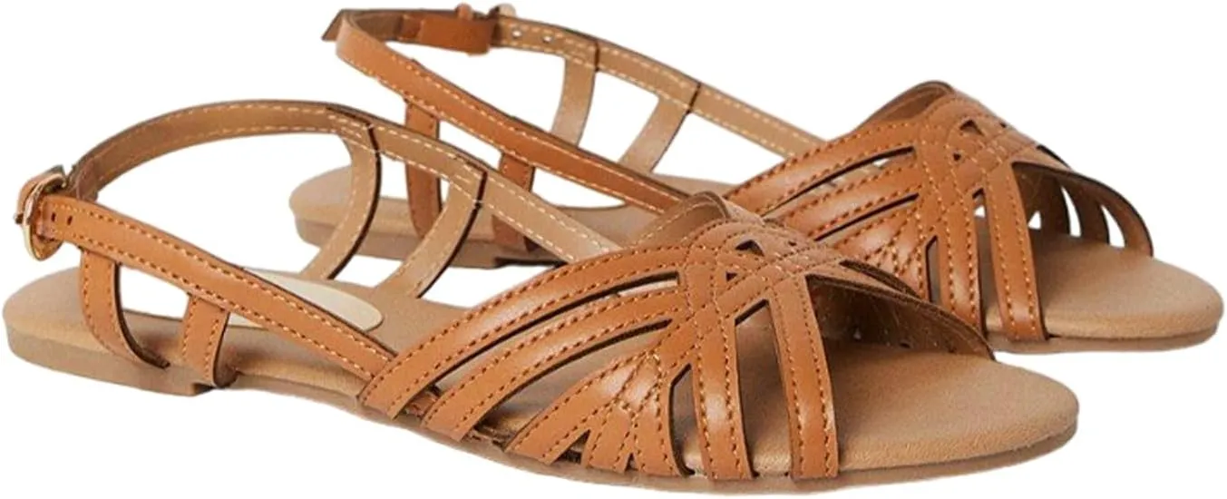 Womens Lattice Strappy Flat Sandals