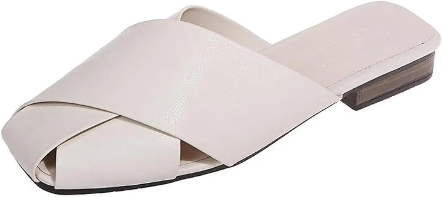 Women's Mule Shoes Split Toe Low Heel Women's Open Back Loafer Shoes Party Mule Sandals