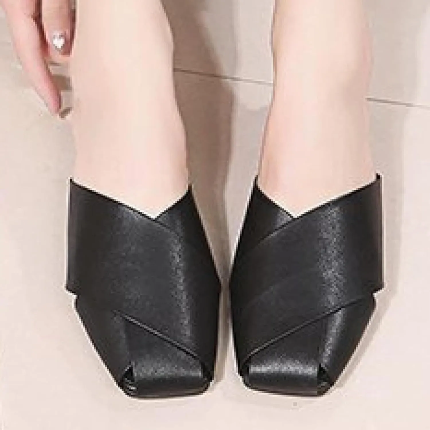 Women's Mule Shoes Split Toe Low Heel Women's Open Back Loafer Shoes Party Mule Sandals
