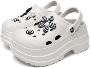 Women's Platform Clogs Slip On Slides Shoes Beach Sandals Gardener Clog Hight Heels Mule Slippers Garden Shoes DIY Cartoon Accessories Sandals