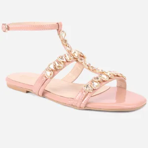 Womens "GUAZA" Embellished Ankle Strap Open Toe Sandals