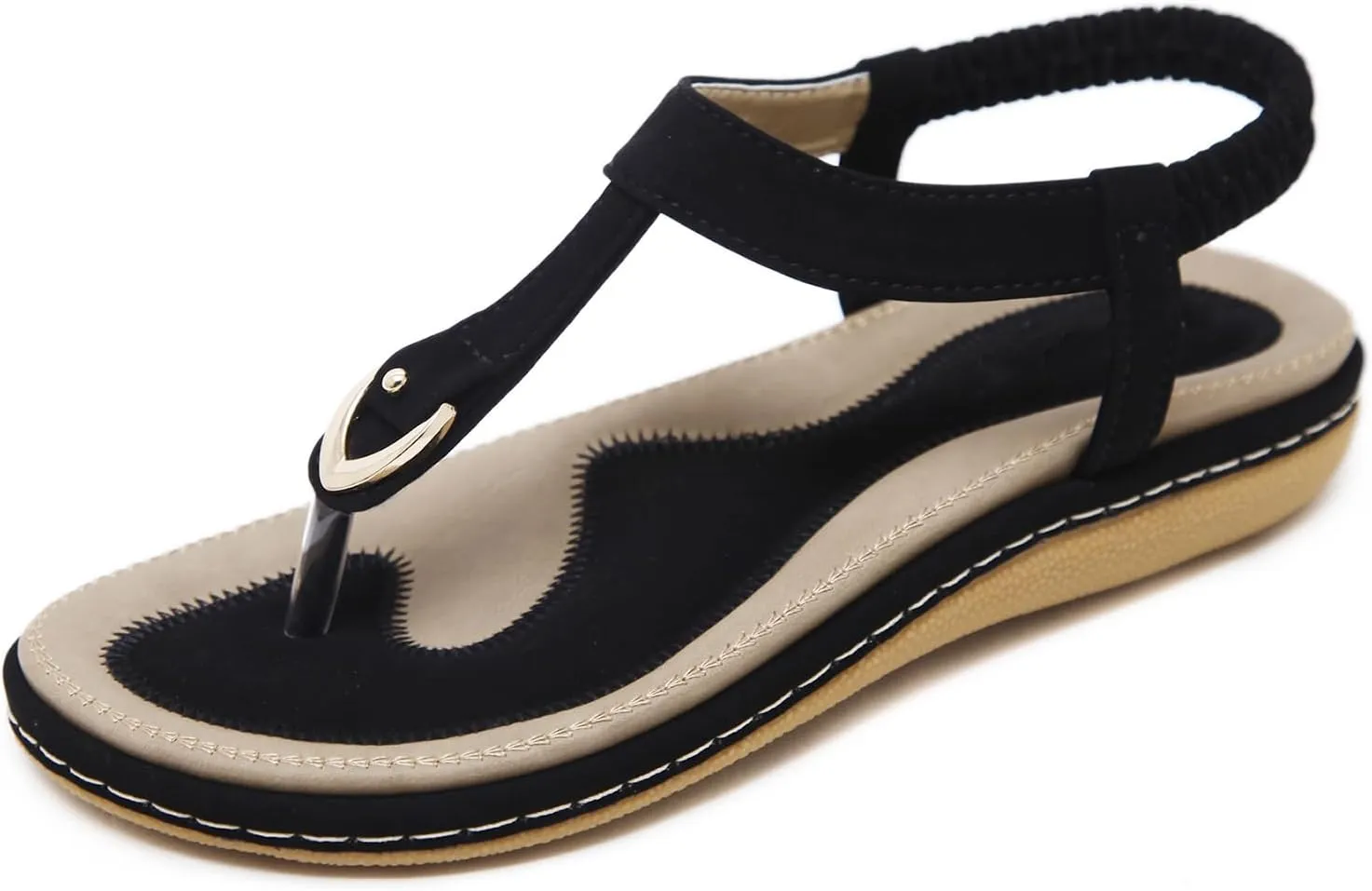 Women's Sandals Bohemia Summer Vintage Beach Flats Beaded Ankle Strappy Sandal Athletic Hiking Sandals Outdoor Walking Sandals