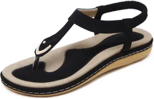 Women's Sandals Bohemia Summer Vintage Beach Flats Beaded Ankle Strappy Sandal Athletic Hiking Sandals Outdoor Walking Sandals
