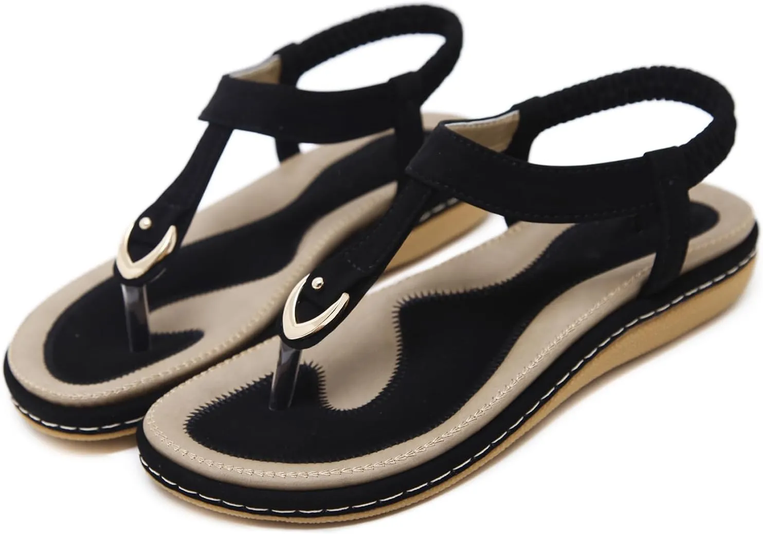 Women's Sandals Bohemia Summer Vintage Beach Flats Beaded Ankle Strappy Sandal Athletic Hiking Sandals Outdoor Walking Sandals