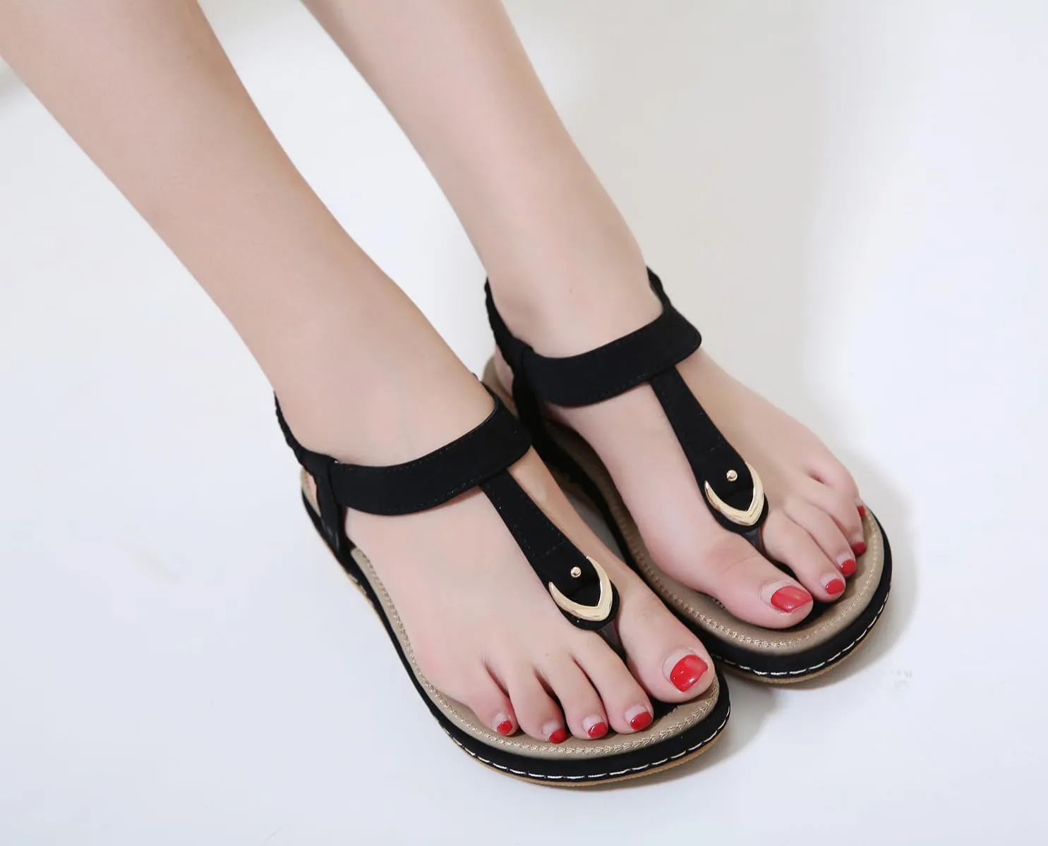 Women's Sandals Bohemia Summer Vintage Beach Flats Beaded Ankle Strappy Sandal Athletic Hiking Sandals Outdoor Walking Sandals