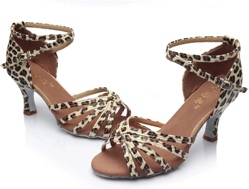 Women's Satin Latin Dance Shoes Open Toe Sandals For Women Dressy Summer Ballroom Salsa Practice Performance Dancing Shoes
