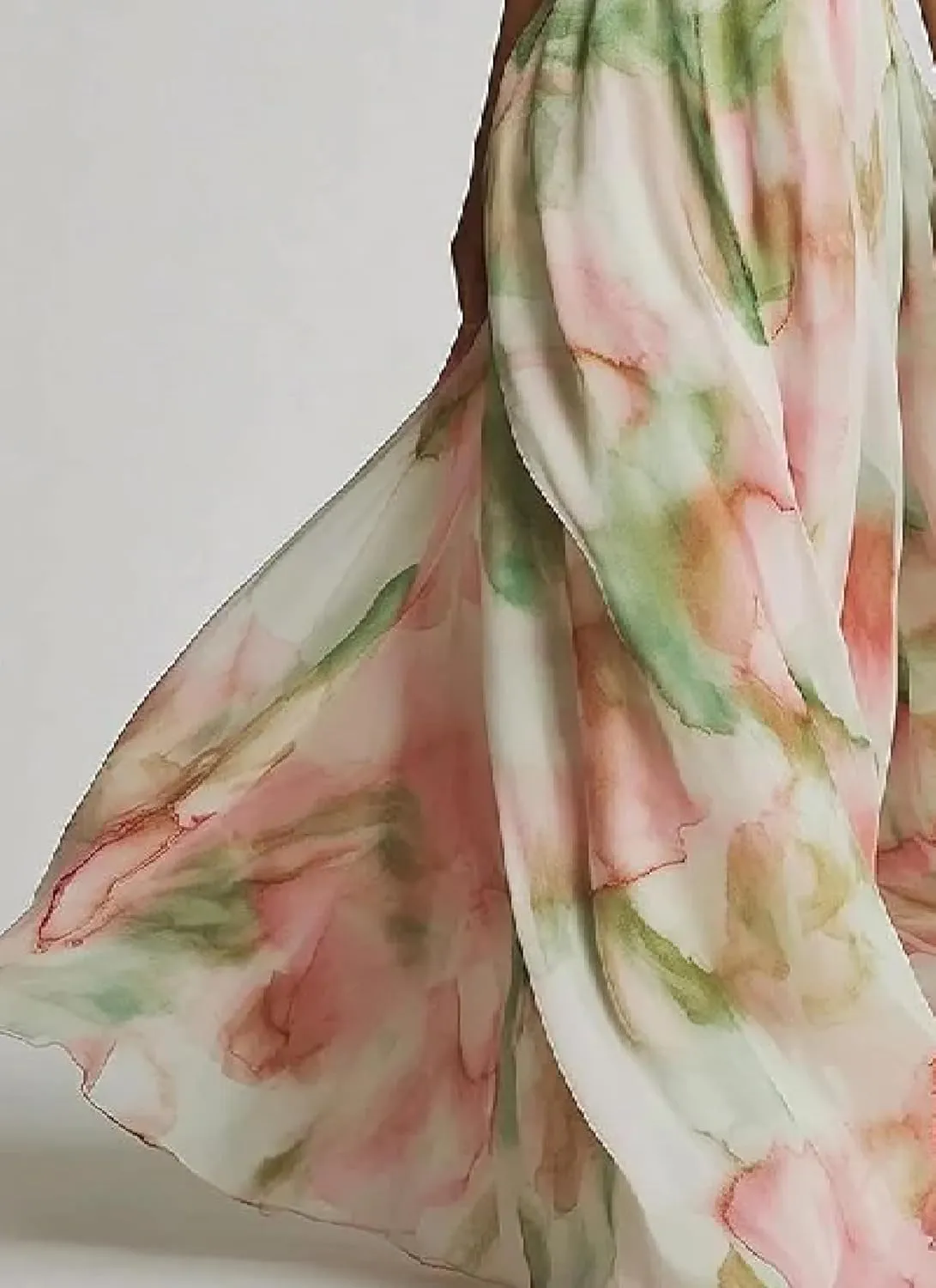 Women's Sexy One Shoulder Sleeveless Dress Summer Beach Watercolor Floral Print Maxi Flowy Dresses Wedding Guest Wear