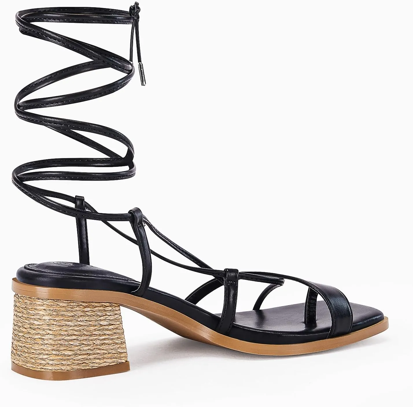 Womens Strappy Heels Thong Gladiator Flat Sandals Dressy Summer Low Chunky Block Heeled Roman Shoes