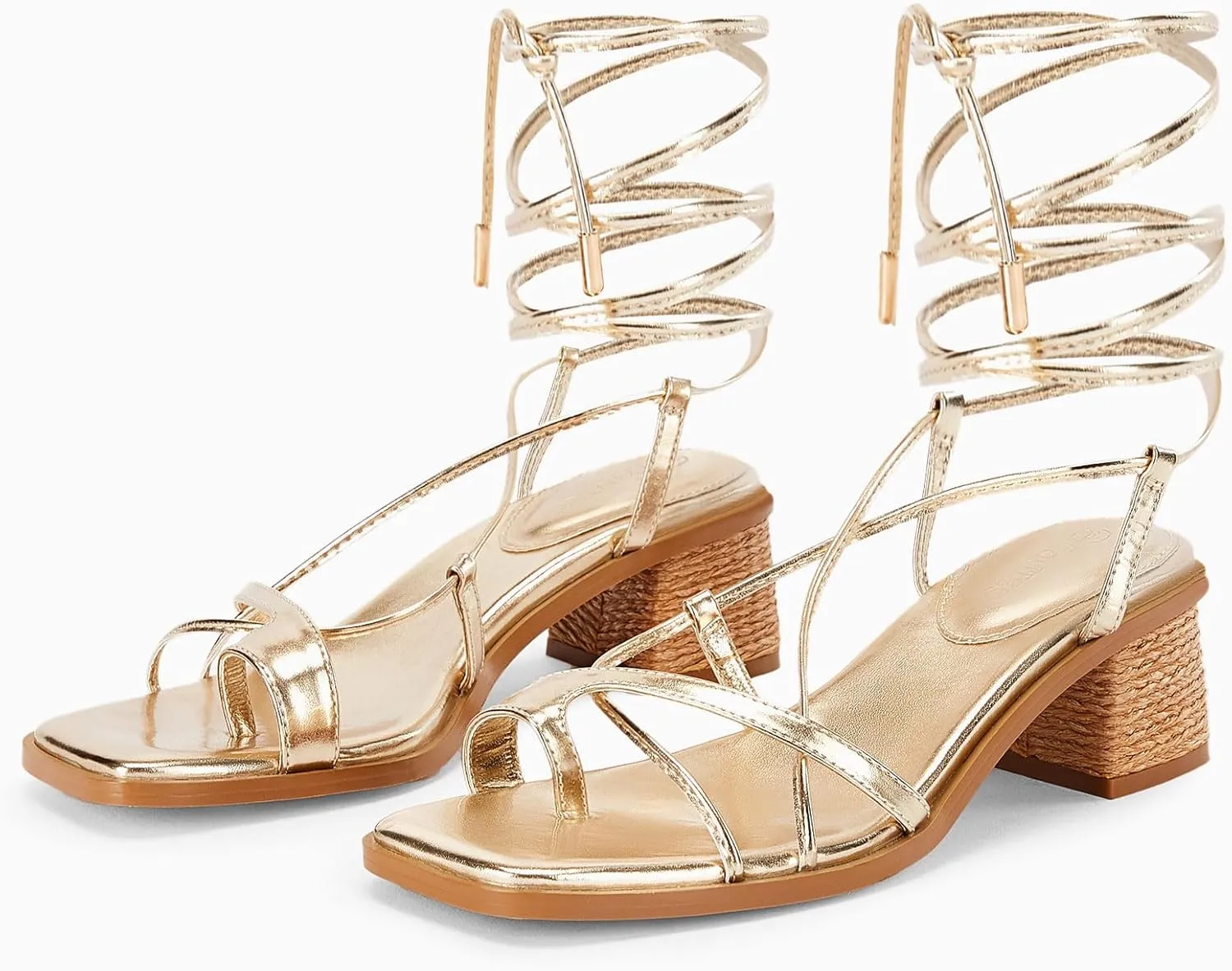 Womens Strappy Heels Thong Gladiator Flat Sandals Dressy Summer Low Chunky Block Heeled Roman Shoes