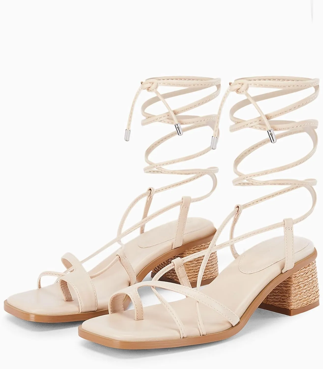 Womens Strappy Heels Thong Gladiator Flat Sandals Dressy Summer Low Chunky Block Heeled Roman Shoes