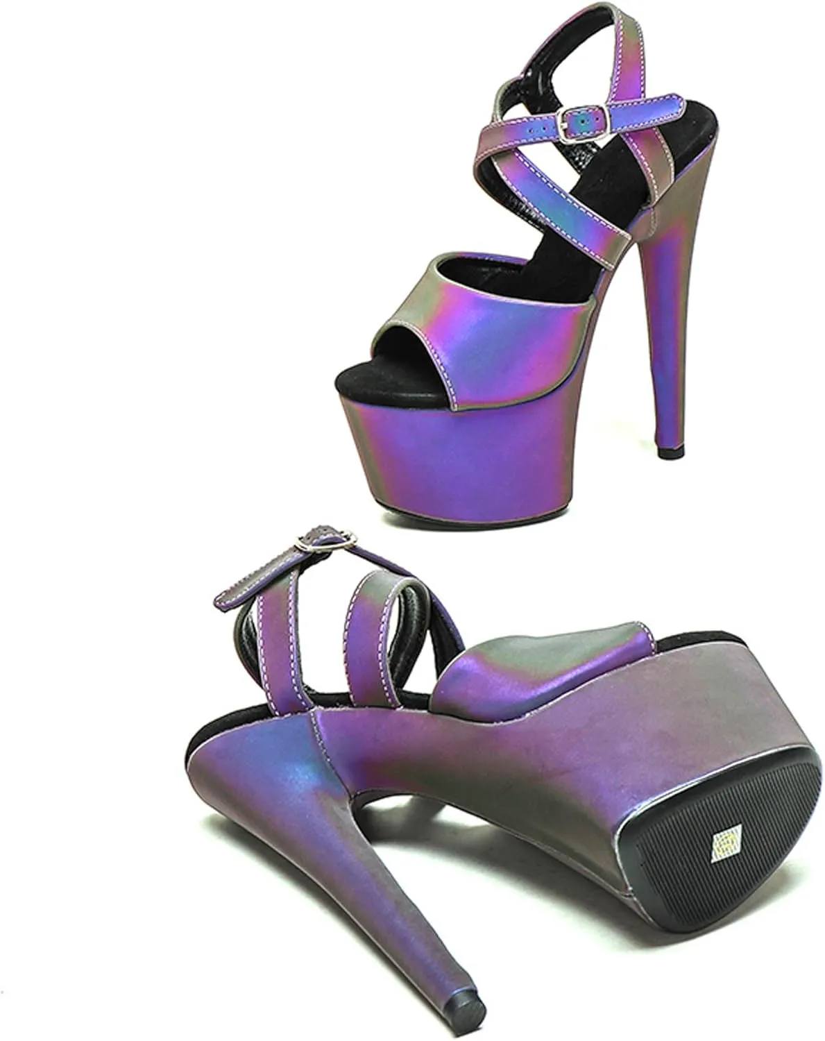 WUXIN H&P Women's 7 Inch Platform Heels Ankle-Strap Sexy Pole Dance High Heel Platform Sandal