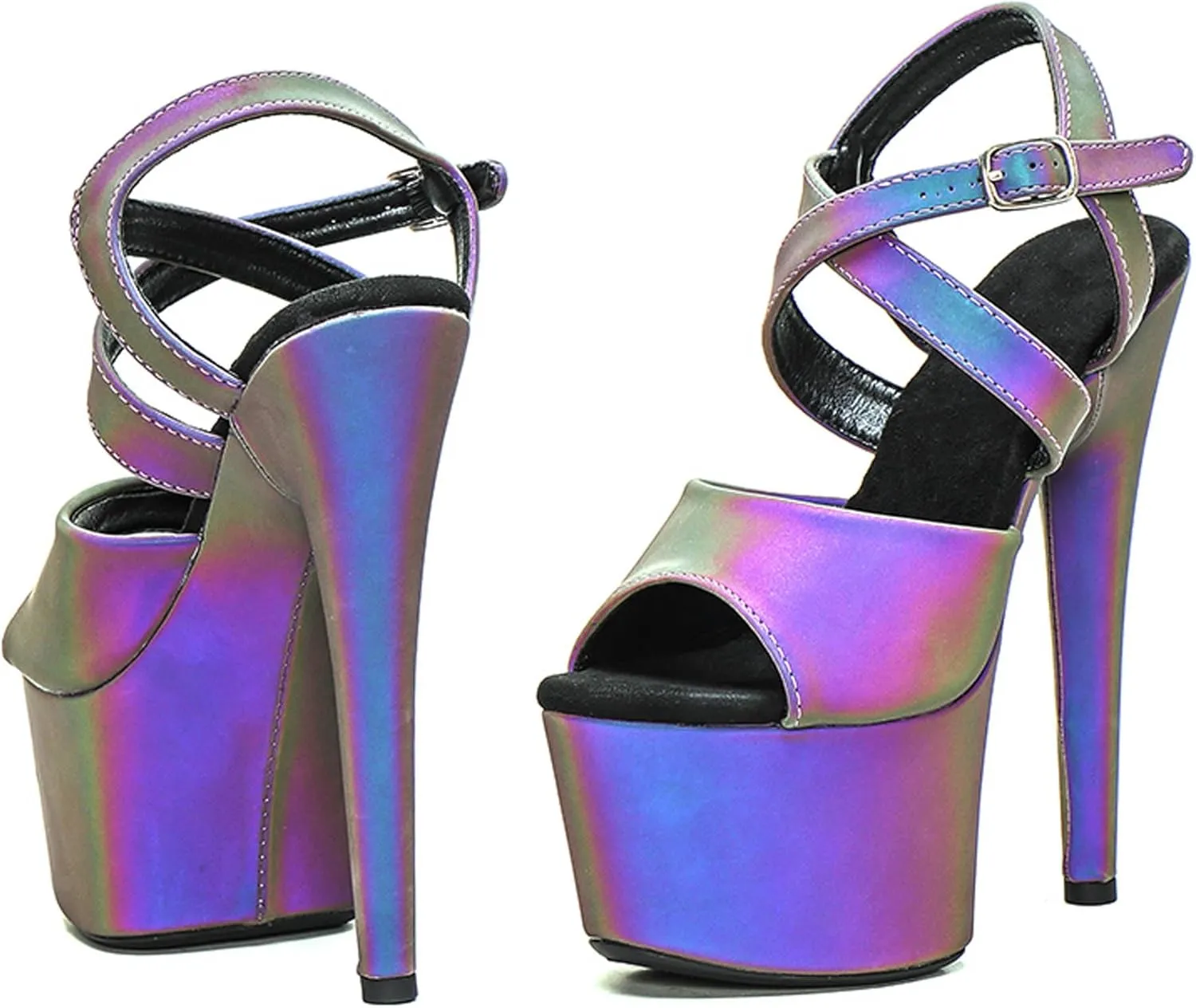 WUXIN H&P Women's 7 Inch Platform Heels Ankle-Strap Sexy Pole Dance High Heel Platform Sandal
