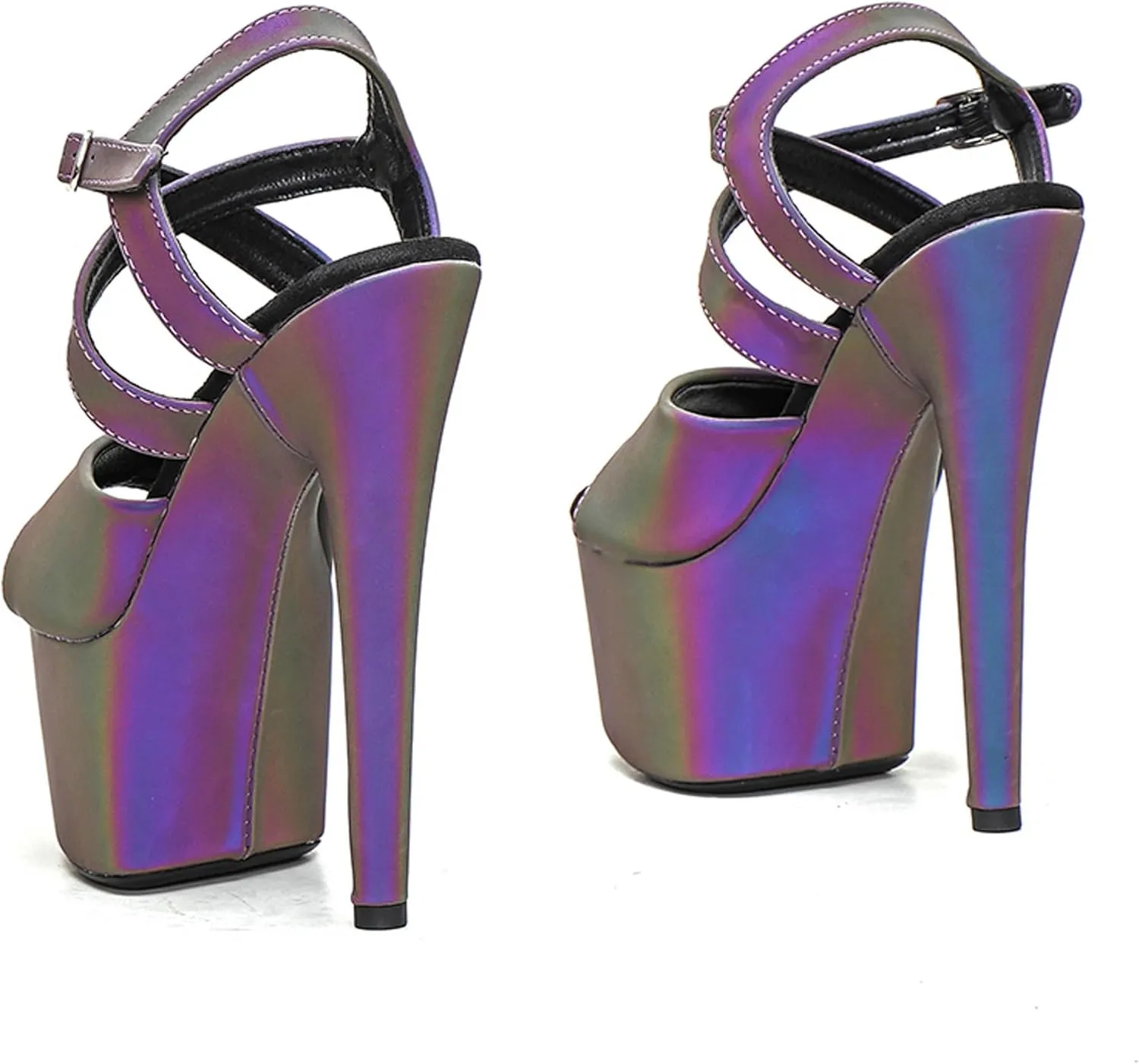 WUXIN H&P Women's 7 Inch Platform Heels Ankle-Strap Sexy Pole Dance High Heel Platform Sandal