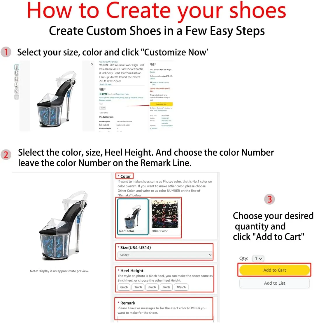 WUXIN H&P Women's Clear Exotic Pole Dance Ankle-Strap Sandal 8 Inch Round Toe Glitter Splice Platform Fashion Model Sexy Stiletto Custom Dress shoes High Heel