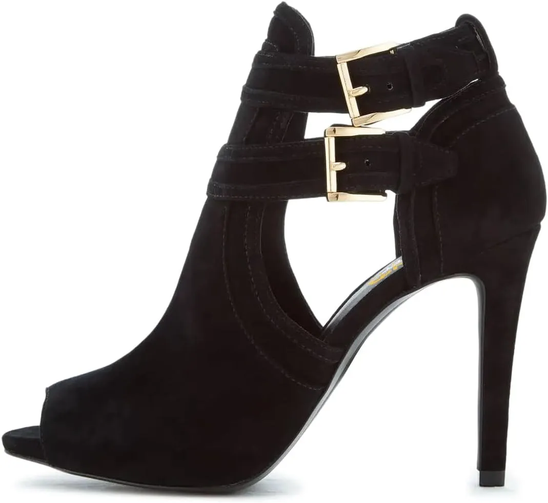 XYD Women Peep Toe Sandal Ankle Booties Dual Buckled Straps Stiletto Heels Stylish Cutout Event Party Pumps Shoes