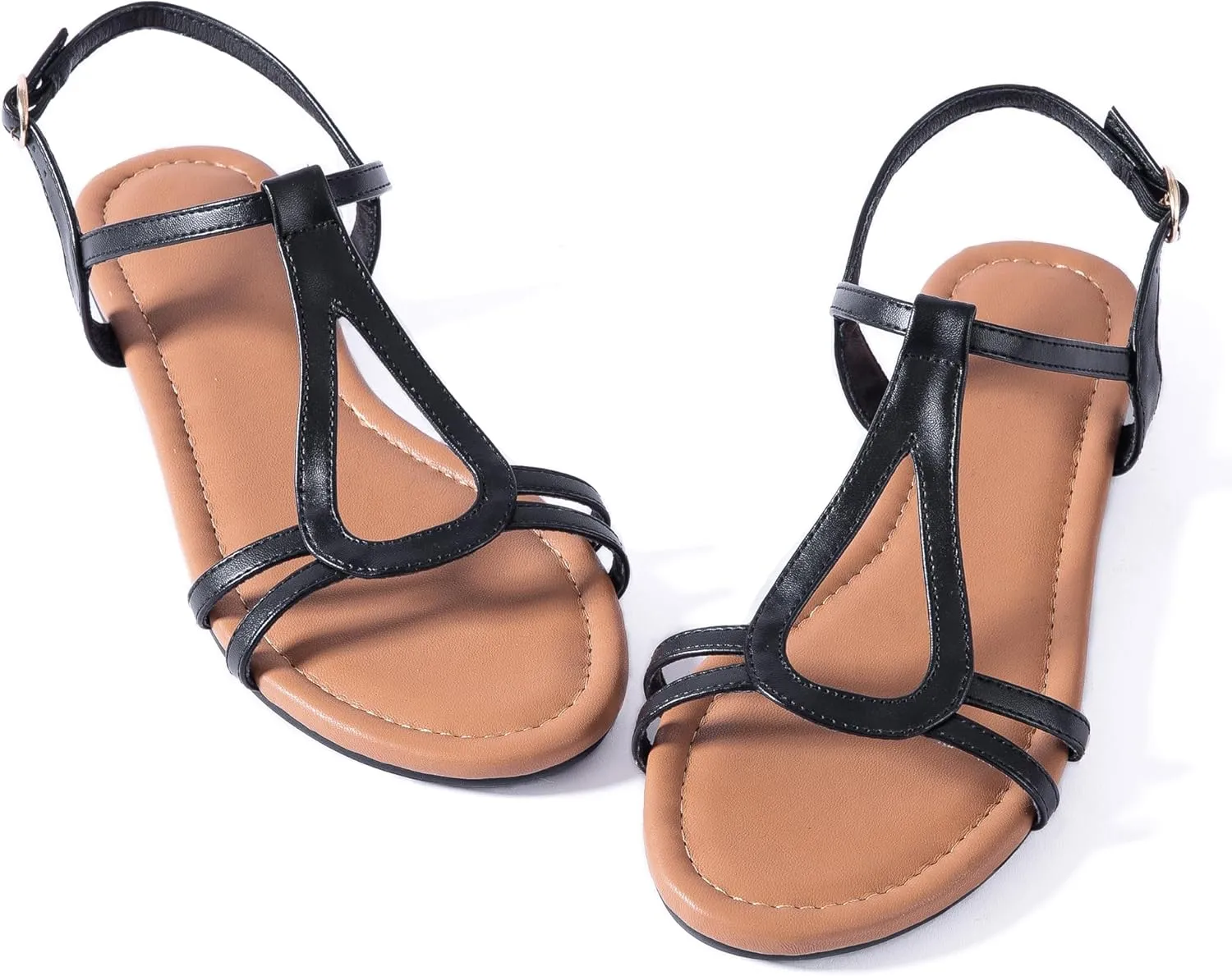 YANWENFANG Women's Flat Sandals Strappy Gladiator Sandals with Adjustable Ankle Strap,Teardrop Boho Beach Sandals for Summer Vacation, Festival, Casual Comfort
