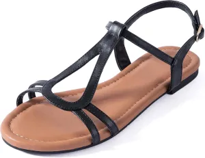 YANWENFANG Women's Flat Sandals Strappy Gladiator Sandals with Adjustable Ankle Strap,Teardrop Boho Beach Sandals for Summer Vacation, Festival, Casual Comfort