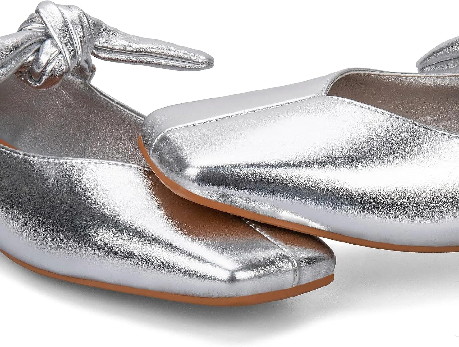 Yishaweiqi Bow Knot Ballet Flats Shoes for Women Bowtie Strap Ballerina Shoes Slip-on Square Toe Mary Jane Flats