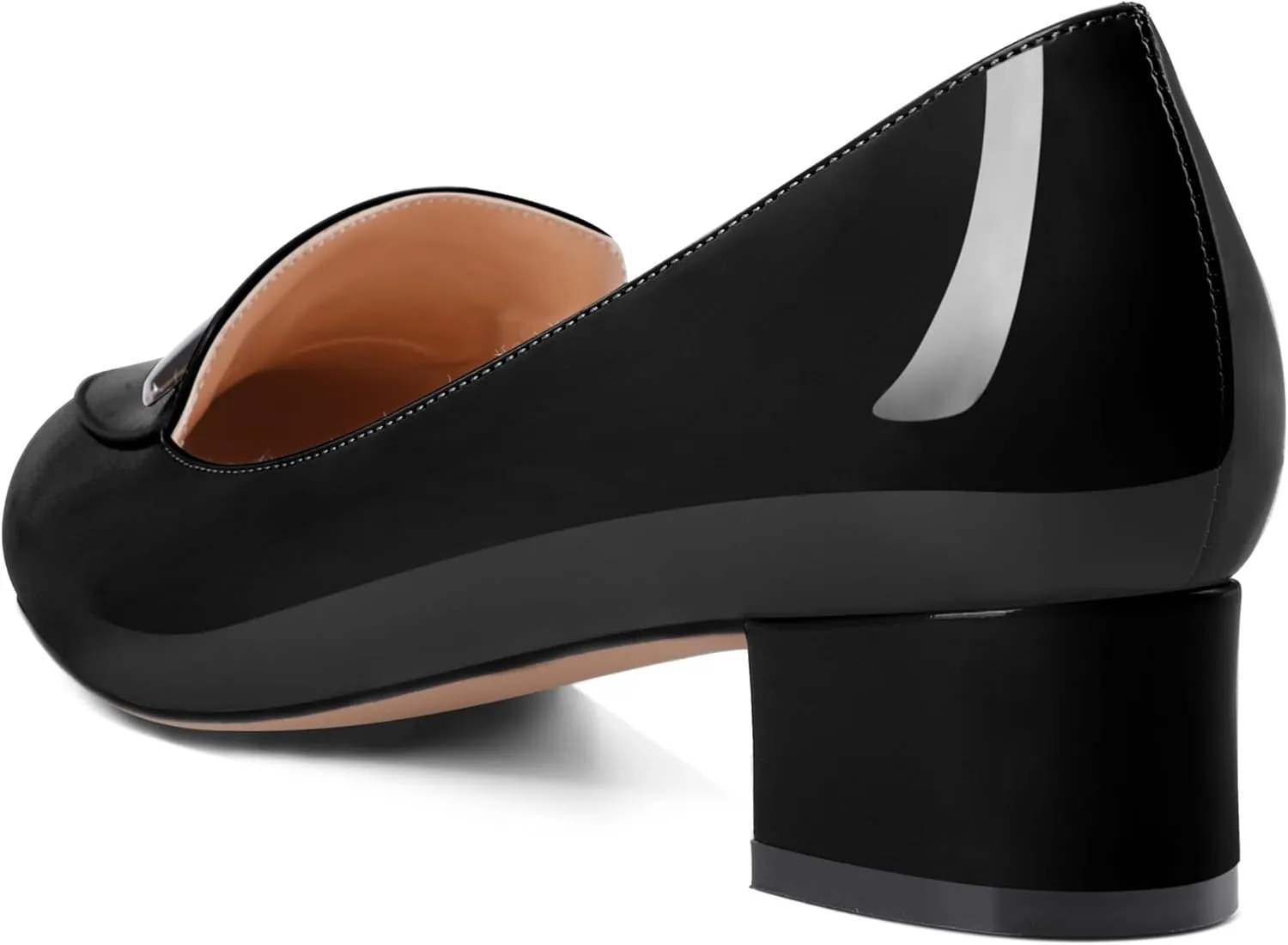 YODEKS Women's Block Heels Low Heel Loafer Pumps Round Toe Chunky Heel 1.5 Inch Slip On Closed Toe Comfort Shoes