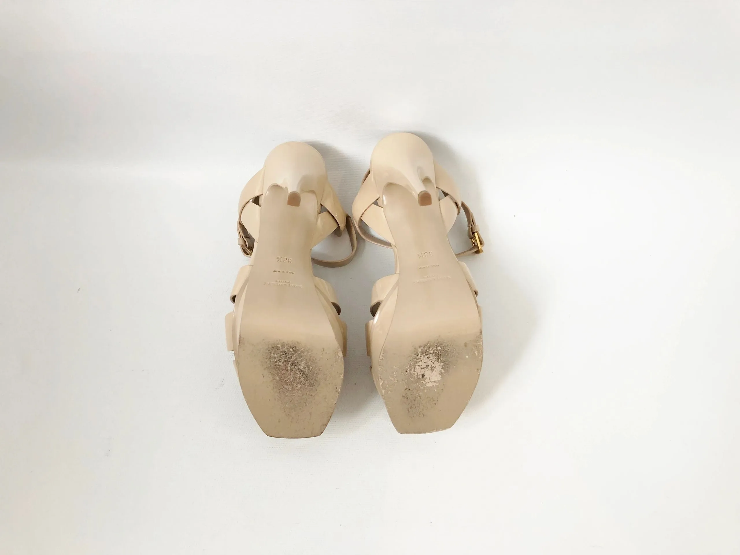 Yves Saint Laurent Patent Leather Tribute 105 Sandal Size 38.5 It (8.5 Us)